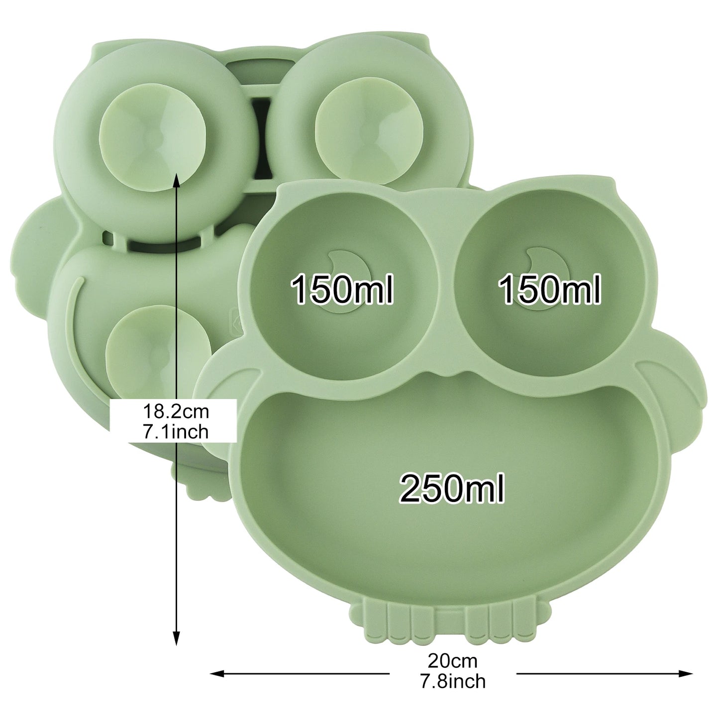 Assiette à compartiment hiboux silicone