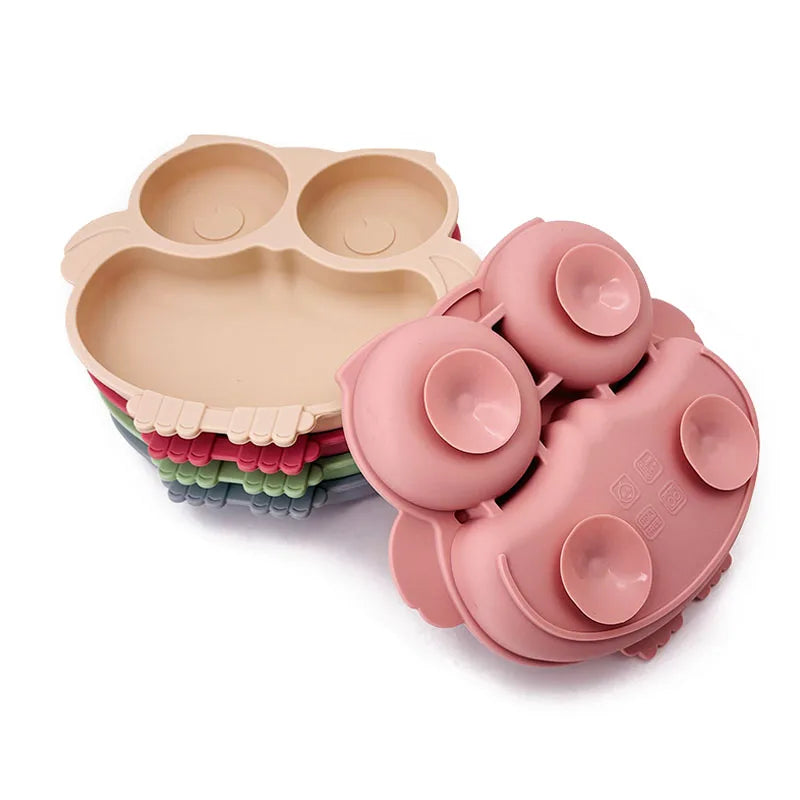 Assiette à compartiment hiboux silicone