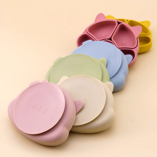 Assiette silicone Chat à compartiments