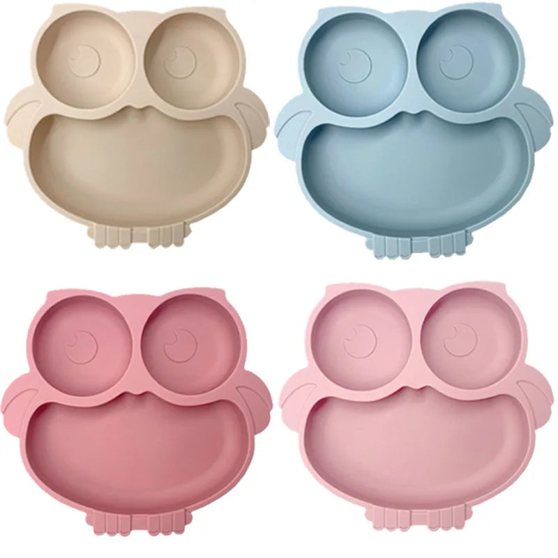 Assiette à compartiment hiboux silicone